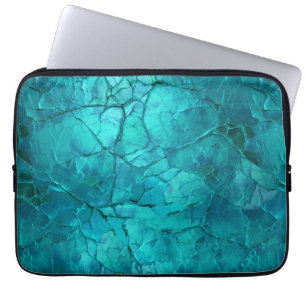Intricate Cracks, Lines in Teal and Turquoise Laptop Sleeve
