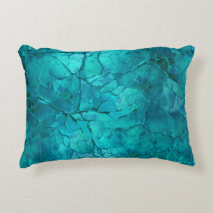 Intricate Craks, Lines in Teal and Turquoise Decorative Cushion