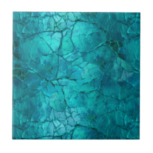 Intricate Craks, Lines in Teal and Turquoise Tile