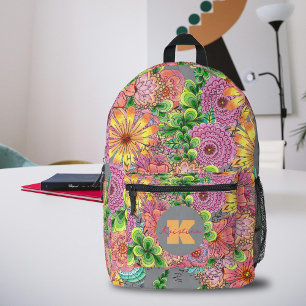 Intricate Danse Colourful Flowers and Foliage Printed Backpack