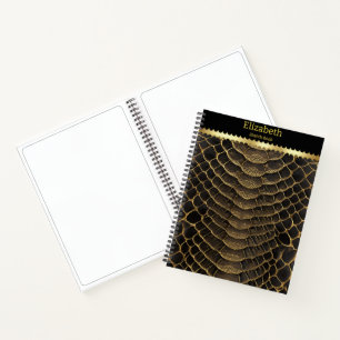 Intricate details of a vibrant poisonous snakeskin notebook