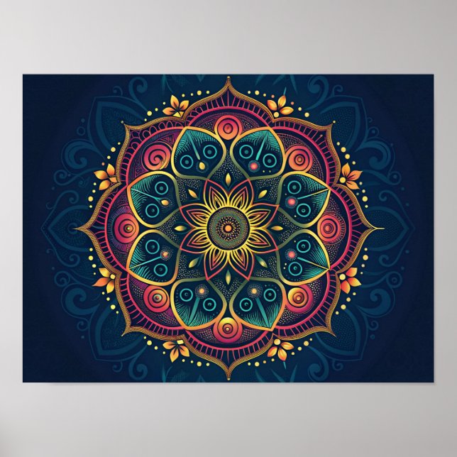 Intricate Digital Mandala: A Kaleidoscope of Colou Poster (Front)