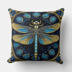 Intricate Dragonfly Artwork Cushion