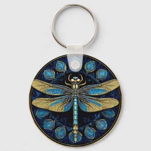 Intricate Dragonfly Artwork Key Ring