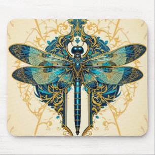 Intricate Dragonfly Artwork Mouse Pad