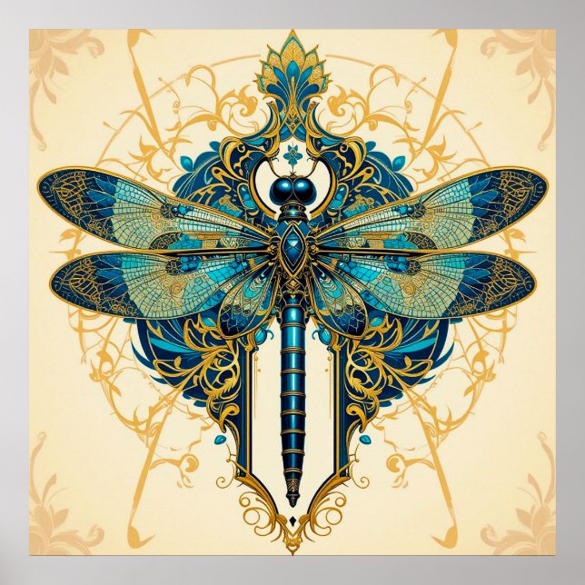 Intricate Dragonfly Artwork Poster (Front)