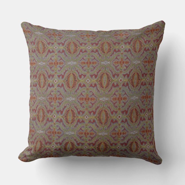 Intricate Edwardian Paisley Throw Pillow (Front)