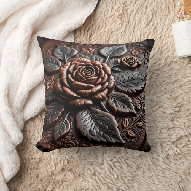 Intricate Elegant Rose Relief Sculpture Cushion (Blanket)