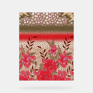 Intricate fabric design featuring floral patterns  acrylic sign