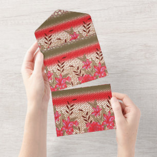 Intricate fabric design featuring floral patterns all in one invitation