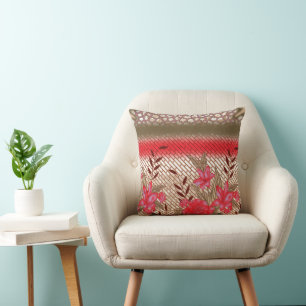 Intricate fabric design featuring floral patterns  cushion