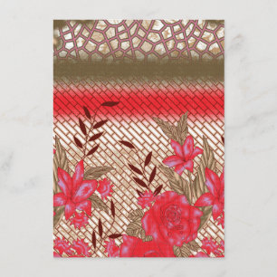 Intricate fabric design featuring floral patterns enclosure card