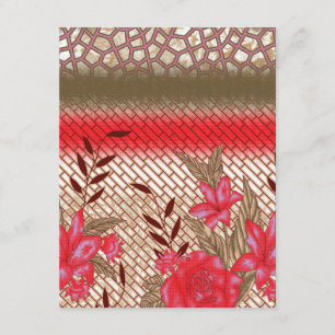 Intricate fabric design featuring floral patterns enclosure card