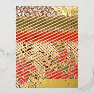 Intricate fabric design featuring floral patterns  foil holiday postcard