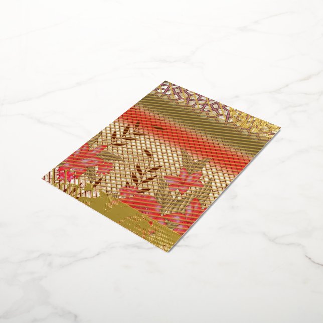 Intricate fabric design featuring floral patterns  foil invitation postcard (Rotated)