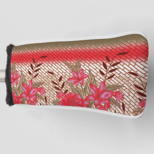 Intricate fabric design featuring floral patterns  golf head cover (Front)