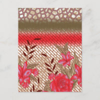 Intricate fabric design featuring floral patterns 