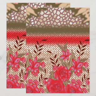 Intricate fabric design featuring floral patterns invitation