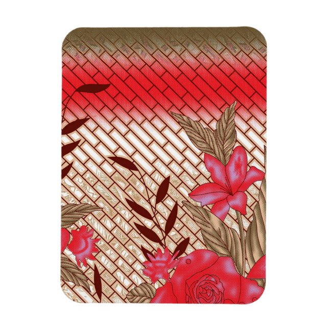 Intricate fabric design featuring floral patterns  magnet (Vertical)