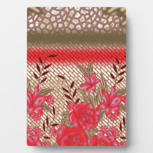 Intricate fabric design featuring floral patterns plaque