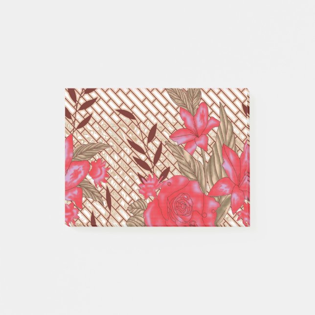 Intricate fabric design featuring floral patterns  post-it notes (Front)