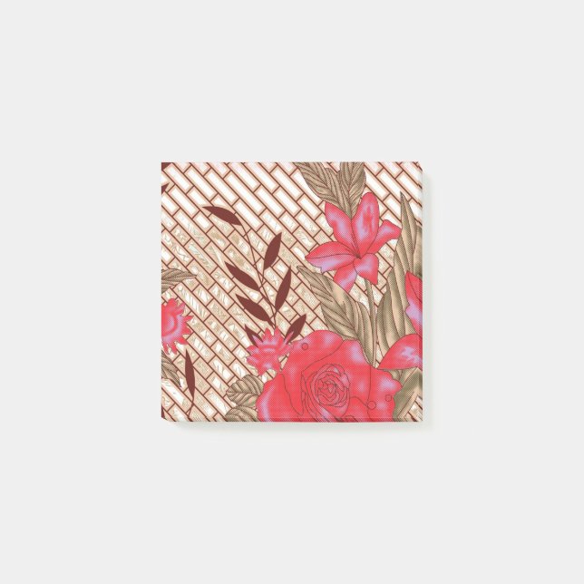 Intricate fabric design featuring floral patterns  post-it notes (Front)