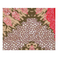 Intricate fabric design featuring floral patterns 