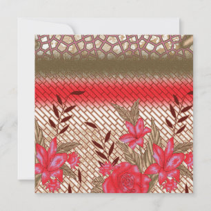 Intricate fabric design featuring floral patterns thank you card