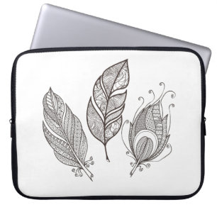 Intricate Feather Doodle Laptop Sleeve