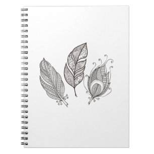 Intricate Feather Doodle Notebook