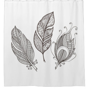 Intricate Feather Doodle Shower Curtain