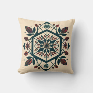 Intricate Flora Geometric Throw Pillow
