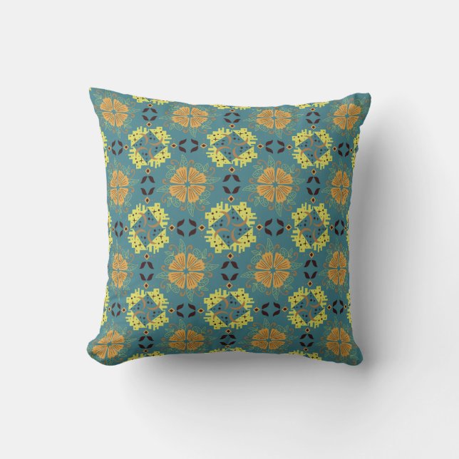 Intricate floral and geometric pattern with orange cushion (Front)