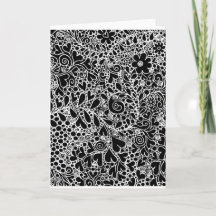 Intricate Floral and Hearts Folded Greeting Card
