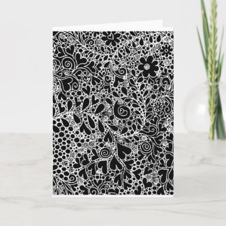 Intricate Floral and Hearts Folded Greeting Card