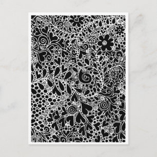 Intricate Floral and Hearts Postcard