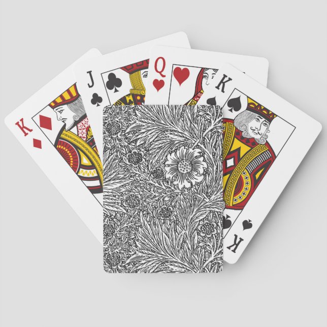 Intricate Floral Design in Black and White Playing Cards (Back)