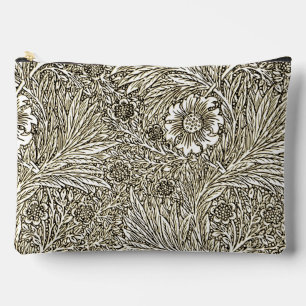 Intricate Floral Design in Brown and White Accessory Pouch