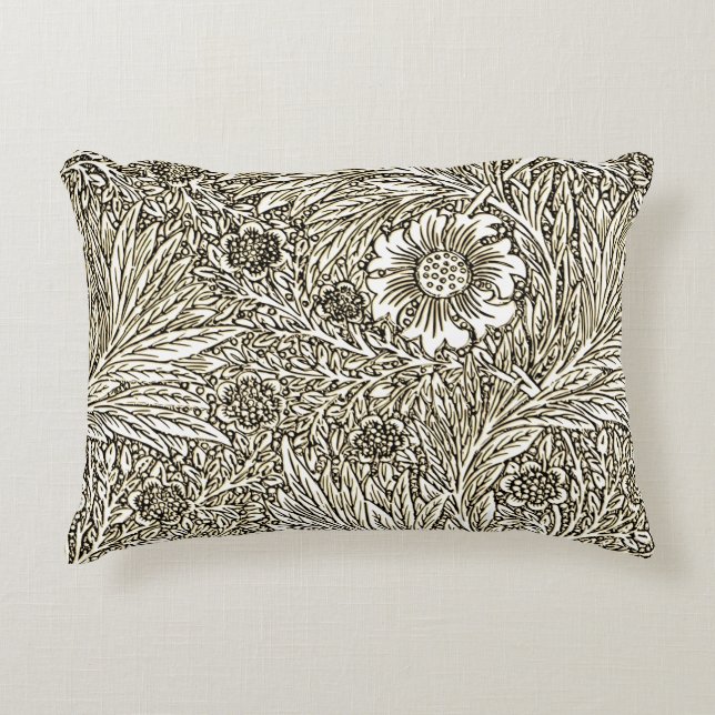 Intricate Floral Design in Brown and White Decorative Cushion (Front)