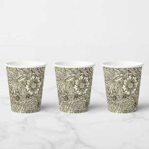 Intricate Floral Design in Brown and White Paper Cups
