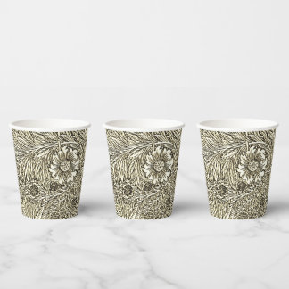 Intricate Floral Design in Brown and White Paper Cups