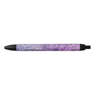 Intricate Floral Design in Purple Hues and White Black Ink Pen