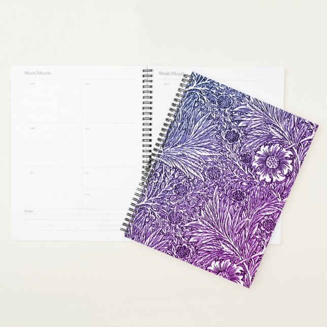 Intricate Floral Design in Purple Hues and White Planner (Display)