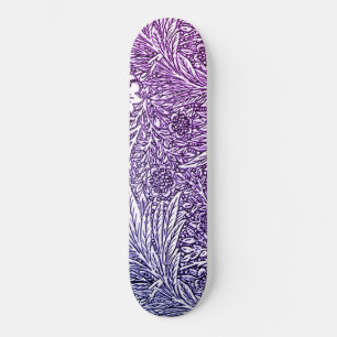 Intricate Floral Design in Purple Hues and White Skateboard