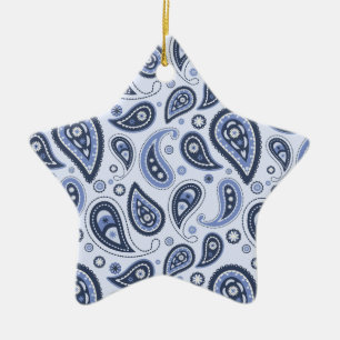 Intricate Floral Paisley Print Design Ceramic Tree Decoration