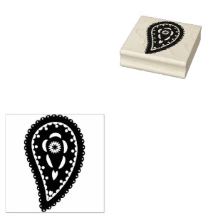 Intricate Floral Paisley Print Design Rubber Stamp