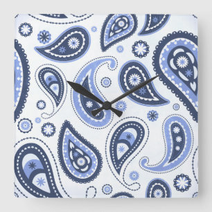 Intricate Floral Paisley Print Design Square Wall Clock