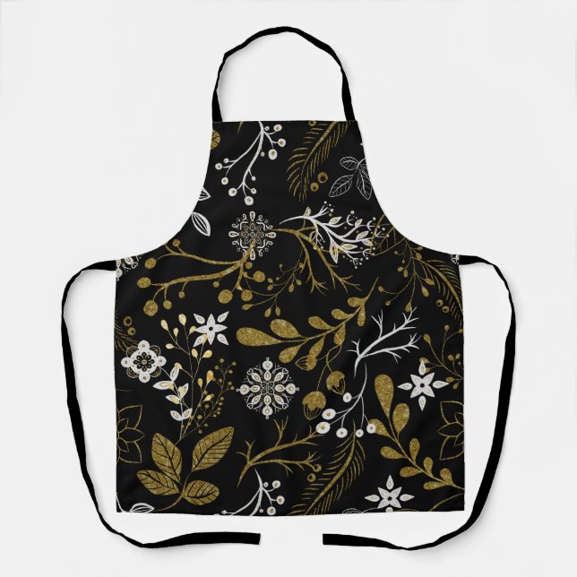 Intricate floral pattern with gold and white  apron (Front)