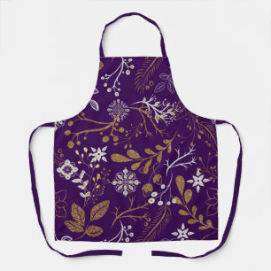 Intricate floral pattern with gold and white  apron