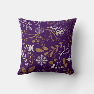 Intricate floral pattern with gold and white cushion